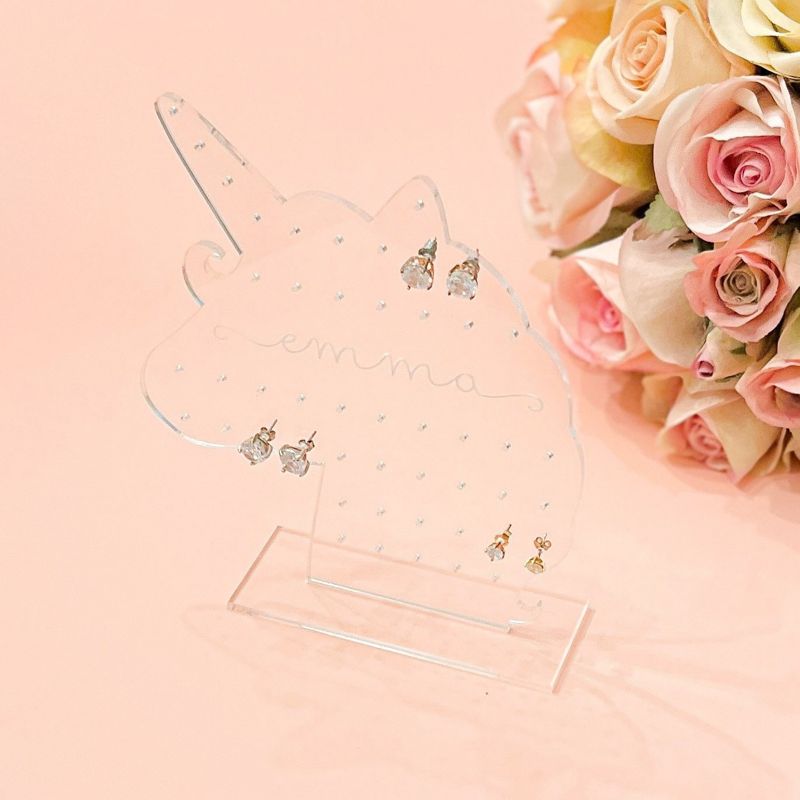 Unicorn Earring Holder for Girls, Kids Earring Stand, Personalized Acrylic Earring Display, Kids Gift, Girl Earring Organizer