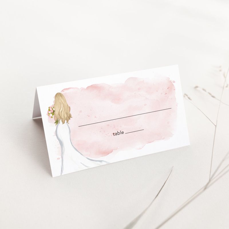 Bridal Shower Escort Cards - Printed Place Cards - Blonde Bride (20 escort cards)
