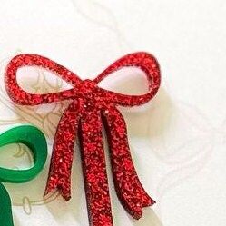 Christmas bow drink stirrers for Holiday Party, cocktail stirrers, acrylic stir sticks, swizzle stick, Christmas Party bar cart accessory (Red Glitter | Set of 5 stirrers)