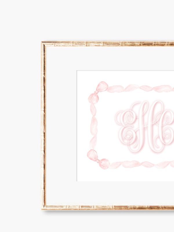 Girl Crest Wall Art Nursery Monogram Monogram Nursery, Watercolor Pink Bow Monogram, Girl Room Decor, Baby Girl Nursery, Grandmillenial (5x7 | Portrait)