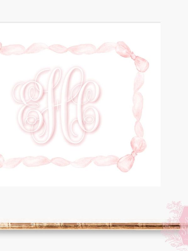 Girl Crest Wall Art Nursery Monogram Monogram Nursery, Watercolor Pink Bow Monogram, Girl Room Decor, Baby Girl Nursery, Grandmillenial (5x7 | Portrait)