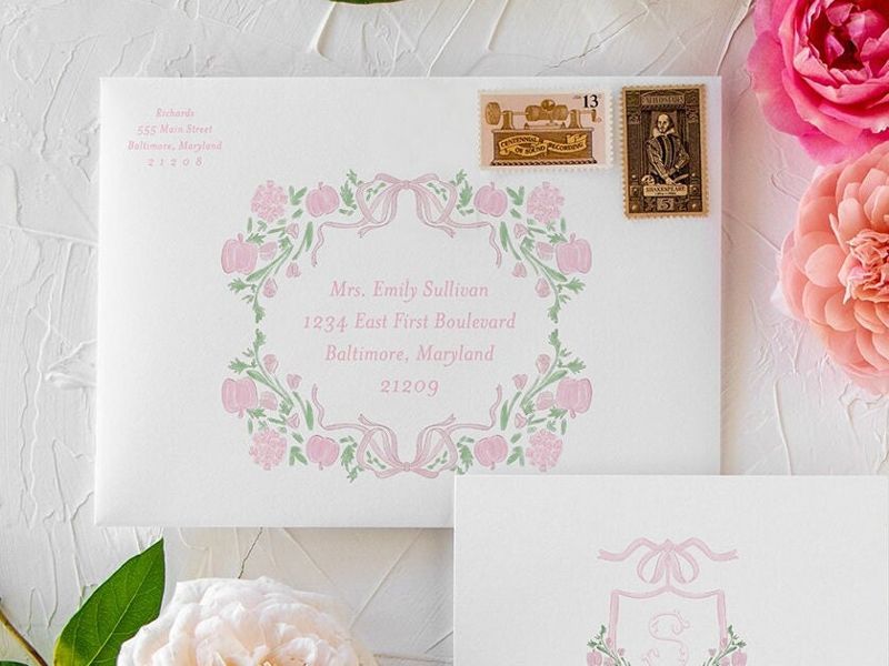 Pumpkin Baby Girl Shower Invitations Pink Pumpkins Fall Girl Baby Sprinkle Invites Preppy Monogram Pumpkin Patch (10 printed invitations | Plain White Envelopes)