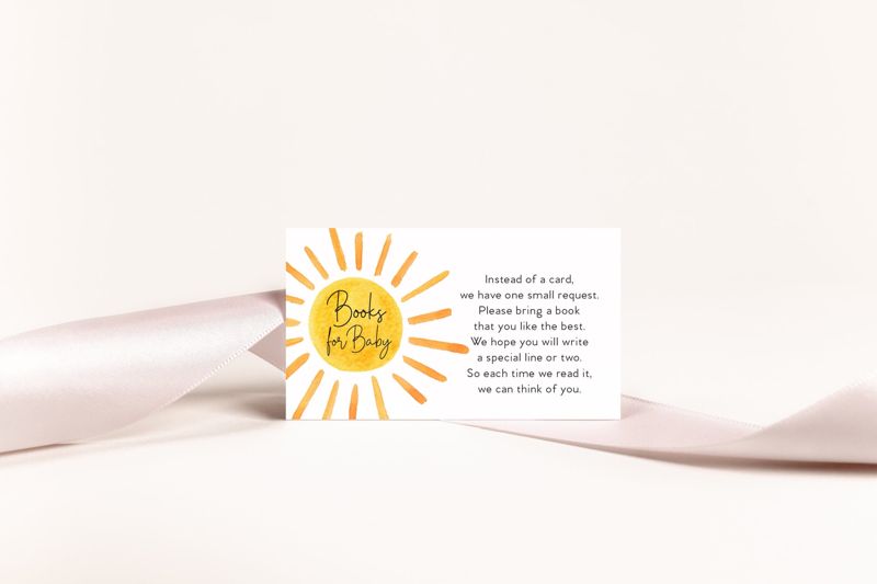 Sunshine Baby Shower Book Request Insert Cards Printed (20 printed cards)