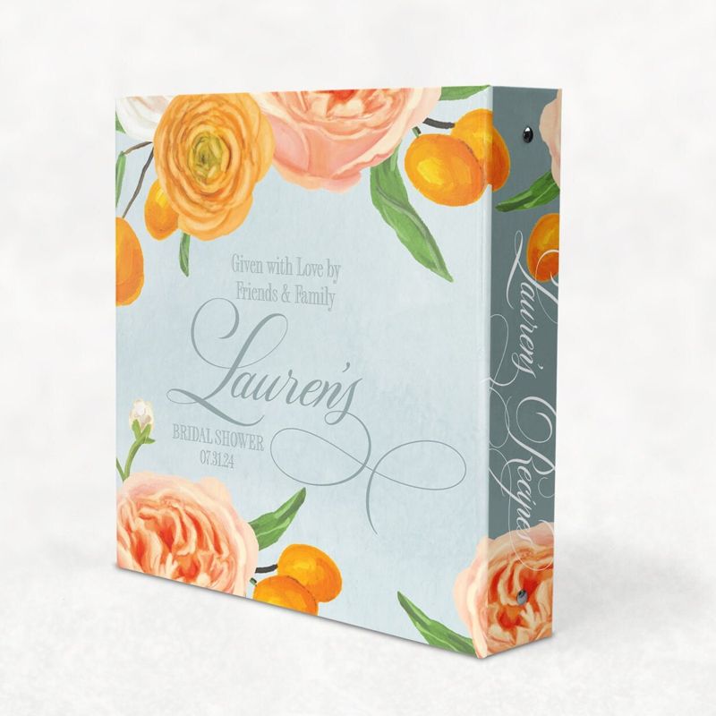 Recipe Book Binder with Orange Mimosa Theme, Recipes for Bride, Blank Cookbook - Custom 3 Ring Binder - Bridal Shower Gift - Gift for Bride
