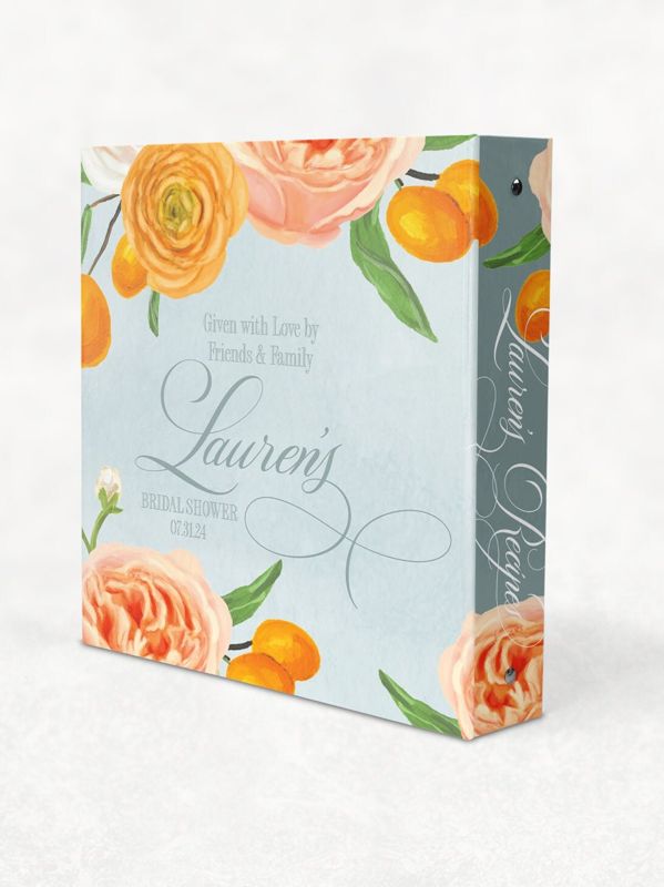 Recipe Book Binder with Orange Mimosa Theme, Recipes for Bride, Blank Cookbook - Custom 3 Ring Binder - Bridal Shower Gift - Gift for Bride