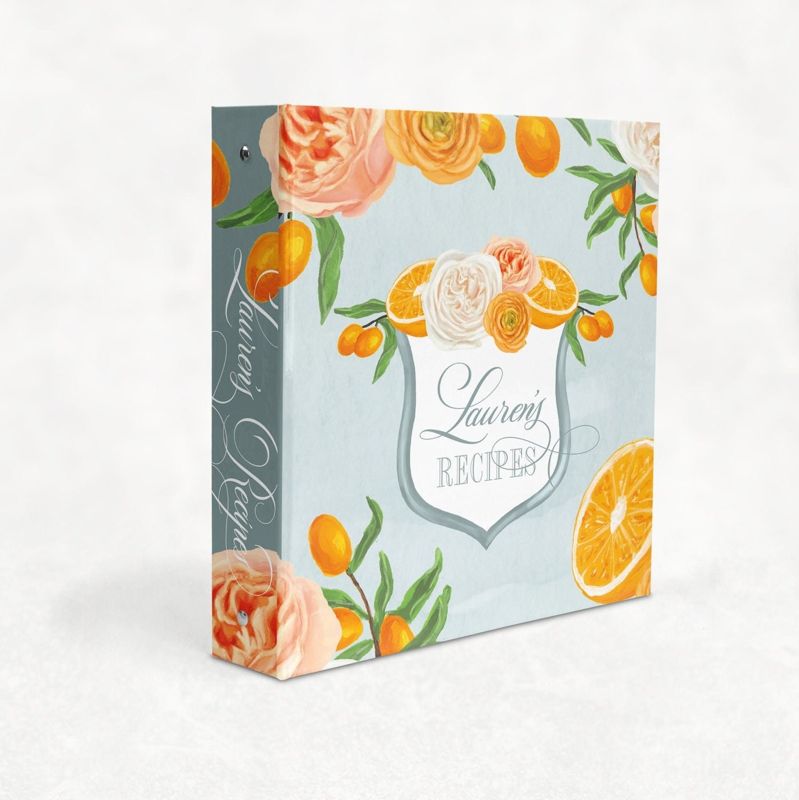Recipe Book Binder with Orange Mimosa Theme, Recipes for Bride, Blank Cookbook - Custom 3 Ring Binder - Bridal Shower Gift - Gift for Bride