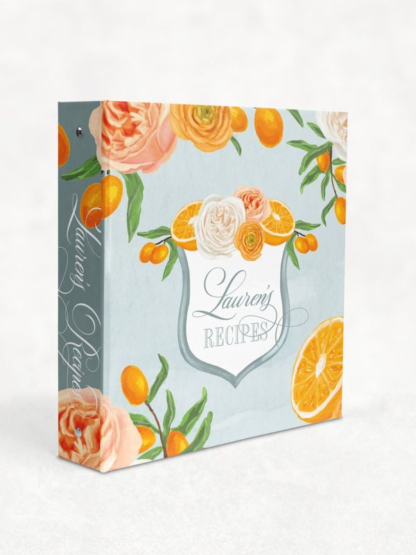 Recipe Book Binder with Orange Mimosa Theme, Recipes for Bride, Blank Cookbook - Custom 3 Ring Binder - Bridal Shower Gift - Gift for Bride