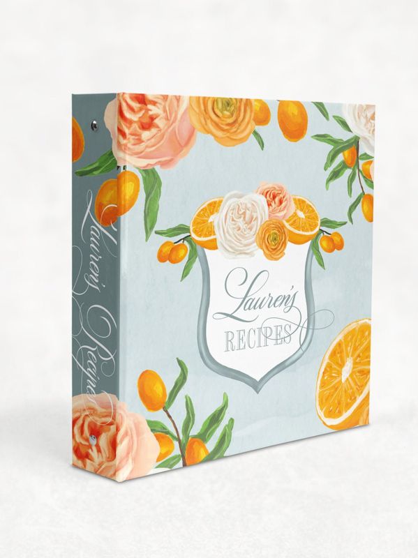 Recipe Book Binder with Orange Mimosa Theme, Recipes for Bride, Blank Cookbook - Custom 3 Ring Binder - Bridal Shower Gift - Gift for Bride
