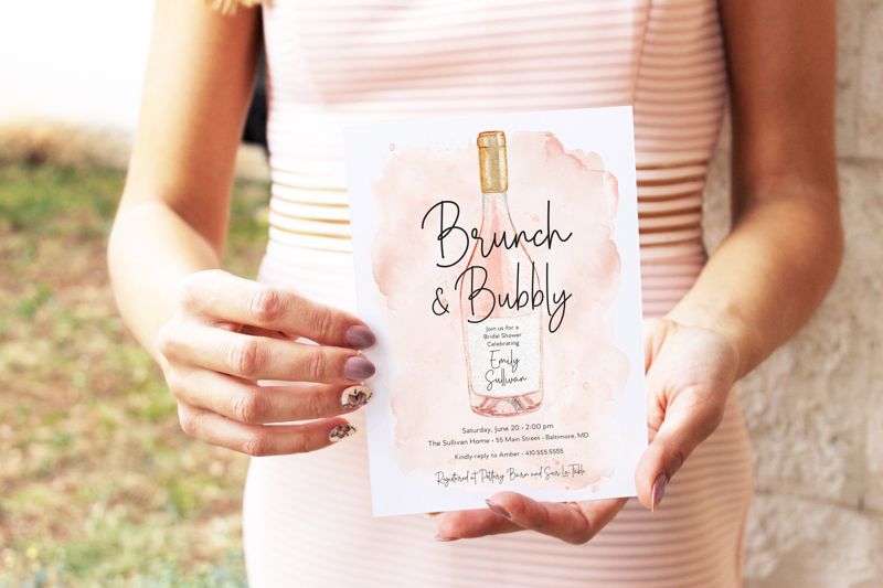Brunch and Bubbly Bridal Shower Invitation - Champagne Brunch with the Bride - Bridal Luncheon - Bridesmaids Lunch - Brunch Invites