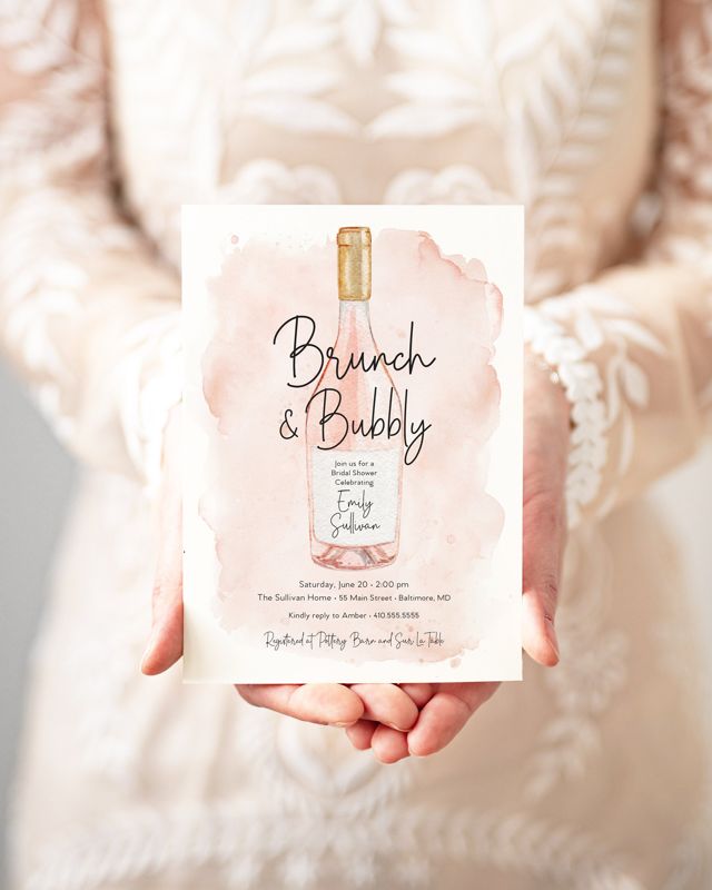 Brunch and Bubbly Bridal Shower Invitation - Champagne Brunch with the Bride - Bridal Luncheon - Bridesmaids Lunch - Brunch Invites