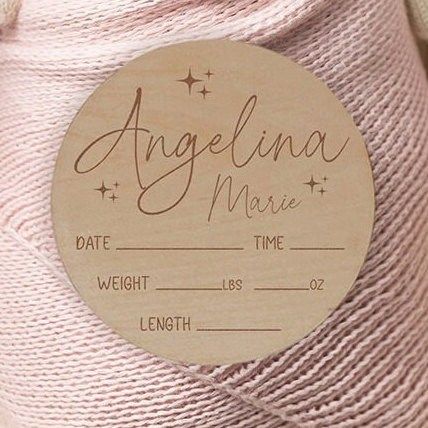 Personalized Baby Name and Stats Sign for Hospital, Baby Announcement Sign with Twinkling Stars, Birth Announcement, Newborn name wood sign (4")