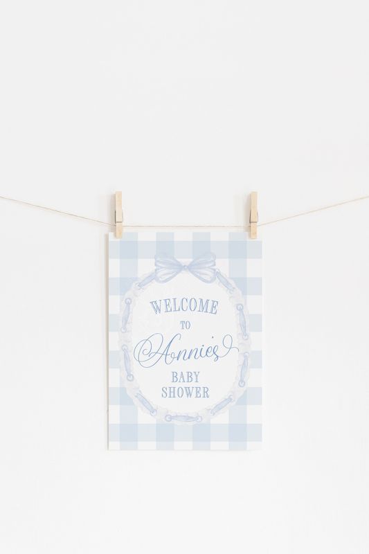 Boy Baby Shower Welcome Sign - Watercolor Bow for boy - Printable Baby Sprinkle Sign - 18x24" sign file