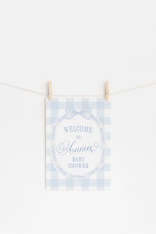 Boy Baby Shower Welcome Sign - Watercolor Bow for boy - Printable Baby Sprinkle Sign - 18x24" sign file