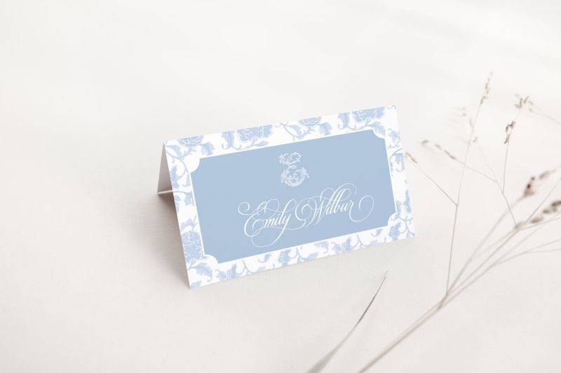 Printed Escort Cards for Bridal Shower - Chinoiserie Place Cards - Chinoiserie Bridal Luncheon - Initial Escort Cards - Personalized (10 escort cards)