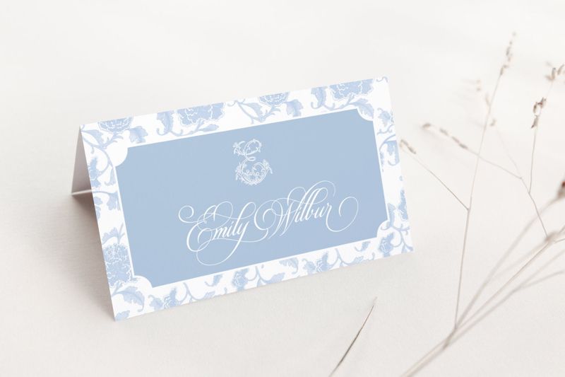 Printed Escort Cards for Bridal Shower - Chinoiserie Place Cards - Chinoiserie Bridal Luncheon - Initial Escort Cards - Personalized (10 escort cards)