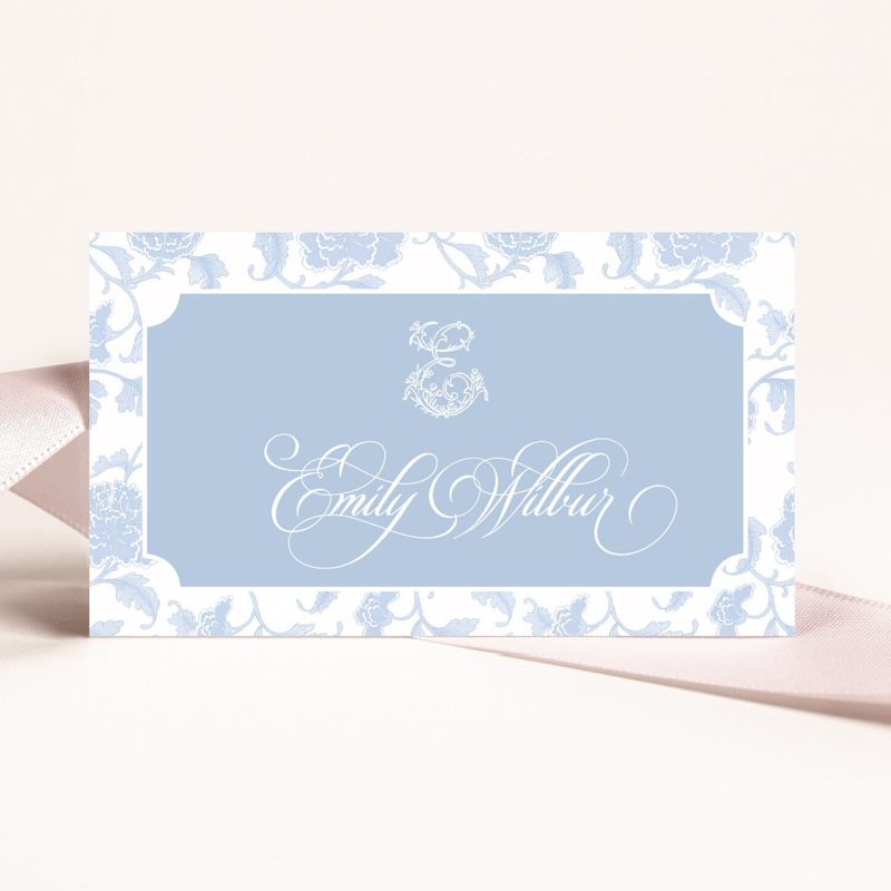 Printed Escort Cards for Bridal Shower - Chinoiserie Place Cards - Chinoiserie Bridal Luncheon - Initial Escort Cards - Personalized (10 escort cards)