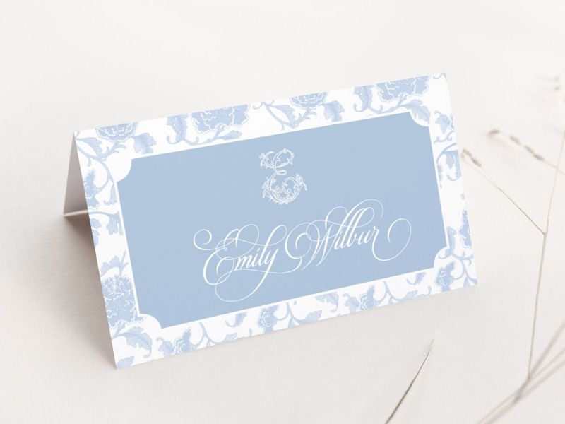 Printed Escort Cards for Bridal Shower - Chinoiserie Place Cards - Chinoiserie Bridal Luncheon - Initial Escort Cards - Personalized (10 escort cards)
