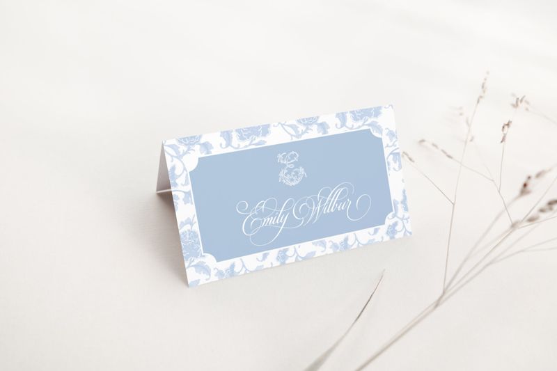 Printed Escort Cards for Bridal Shower - Chinoiserie Place Cards - Chinoiserie Bridal Luncheon - Initial Escort Cards - Personalized (10 escort cards)