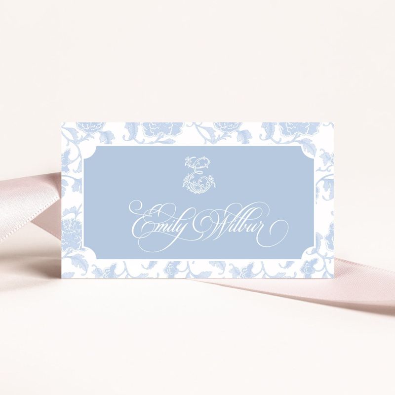 Printed Escort Cards for Bridal Shower - Chinoiserie Place Cards - Chinoiserie Bridal Luncheon - Initial Escort Cards - Personalized (10 escort cards)