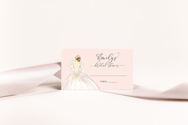 Blush Blonde Bride in a Gown Escort Cards - Place Cards (20 escort cards)