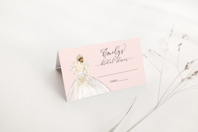 Blush Blonde Bride in a Gown Escort Cards - Place Cards (20 escort cards)