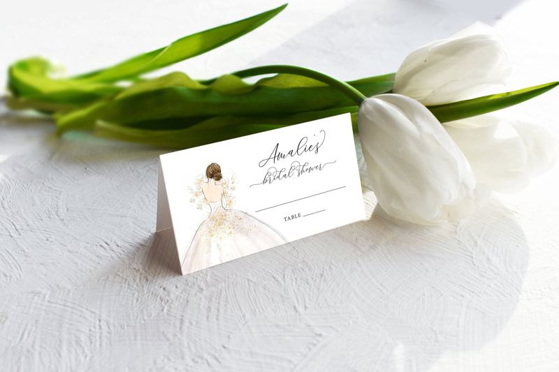 Brunette Bride in a Gown Escort Cards - Place Cards (20 escort cards)