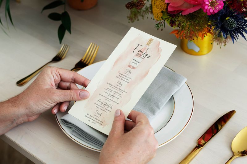 Printed Menu Cards - Bridal Shower Menu - Birthday Party Menu - Champagne Brunch - Bridesmaid Luncheon - Brunch and Bubbly (JPG one per page)