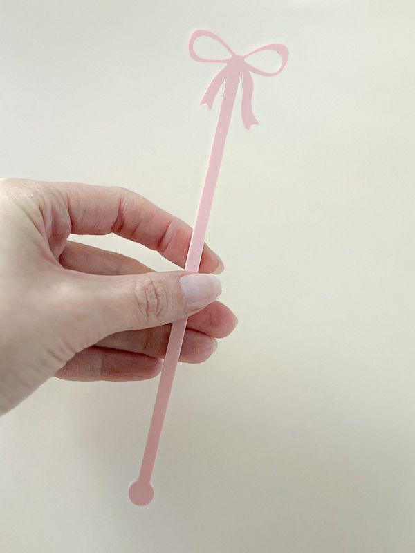 Fancy Pink Bow Drink stirrers bridal shower, birthday party bow cocktail stirrers, bow stir sticks, swizzle stick, preppy baby shower (Blush Pink, Set of 5 stirrers)