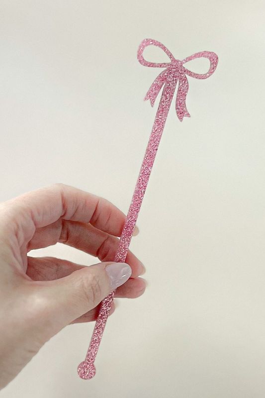 Fancy Pink Bow Drink stirrers bridal shower, birthday party bow cocktail stirrers, bow stir sticks, swizzle stick, preppy baby shower (Blush Pink, Set of 5 stirrers)