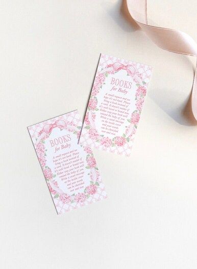 Baby Shower Books for Baby Insert Cards - Girl Baby Shower - Bring a book instead of a card - Printed - Pink Hydrangea Grandmillenial (20 printed cards)