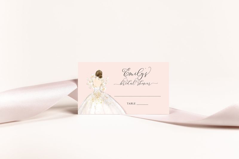 Blush Brunette Bride in a Gown Escort Cards - Place Cards (20 escort cards)