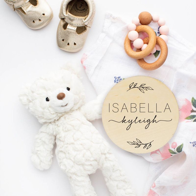 newborn name wood sign laurel, newborn photo prop, baby name announcement, wooden newborn name sign, birth announcement sign, name plaque (4")