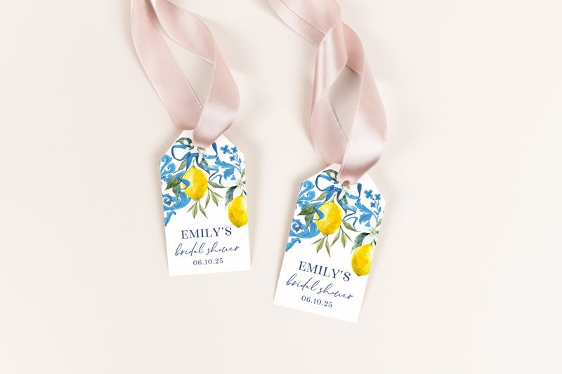 Lemon Bridal Shower Favor Tags, Gift Tags for Champagne, Limoncello Favor, Thank you tag, Gift Tag, Shower Gift Tags (20 printed tags)