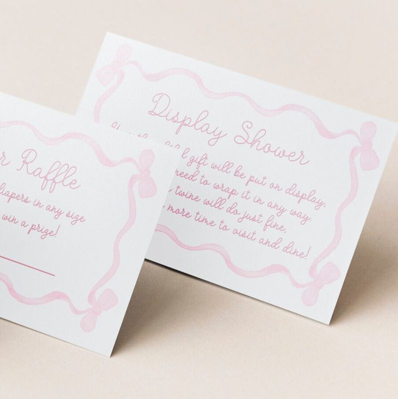 PRINTED Baby Shower Books for Baby or Diaper Raffle Insert Cards or Display Shower - Girl Baby Sprinkle - Pink Bow (20 printed cards | Books for Baby)