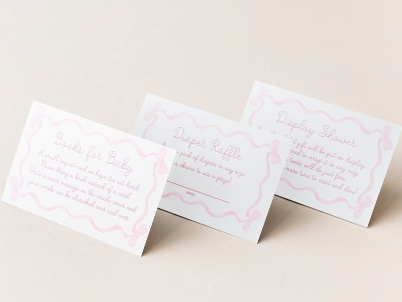 PRINTED Baby Shower Books for Baby or Diaper Raffle Insert Cards or Display Shower - Girl Baby Sprinkle - Pink Bow (20 printed cards | Books for Baby)