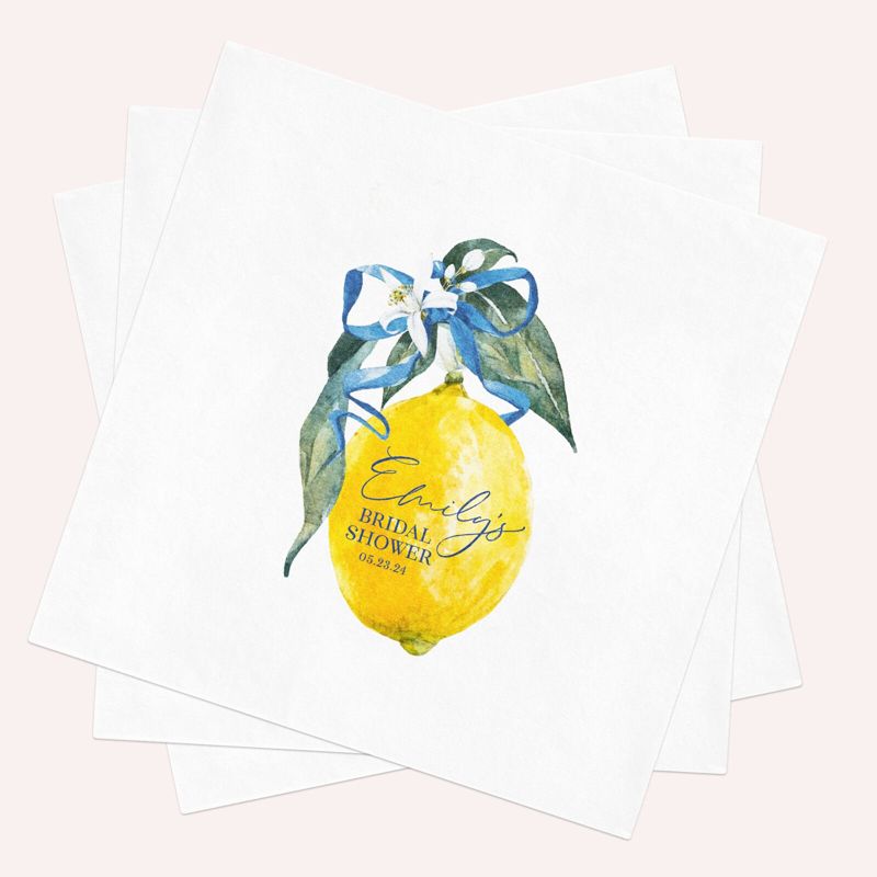 Lemon Napkins for Bridal Shower - Printed Paper Napkins - Personalized Napkins for Lemon Party - Custom Cocktail Napkins - Luncheon Napkin (100 Printed Napkins | Cocktail 4.75")