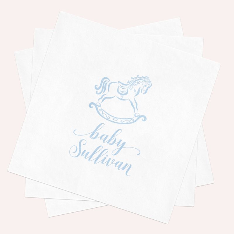Rocking Horse Baby Shower Personalized Cocktail Napkins (100 Printed Napkins | Cocktail 4.75")