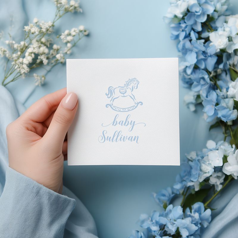 Rocking Horse Baby Shower Personalized Cocktail Napkins (100 Printed Napkins | Cocktail 4.75")
