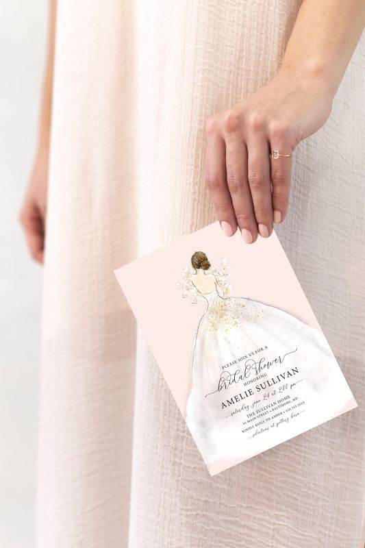 Bridal Shower Invitations - Bridesmaids Luncheon Invites - Bridal Tea - Brunch with the Bride - Sip and See - Traditional Bride (10 printed invitations, Plain White Envelopes)