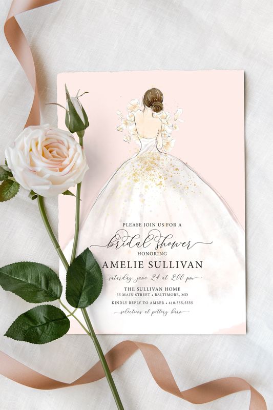 Bridal Shower Invitations - Bridesmaids Luncheon Invites - Bridal Tea - Brunch with the Bride - Sip and See - Traditional Bride (10 printed invitations, Plain White Envelopes)
