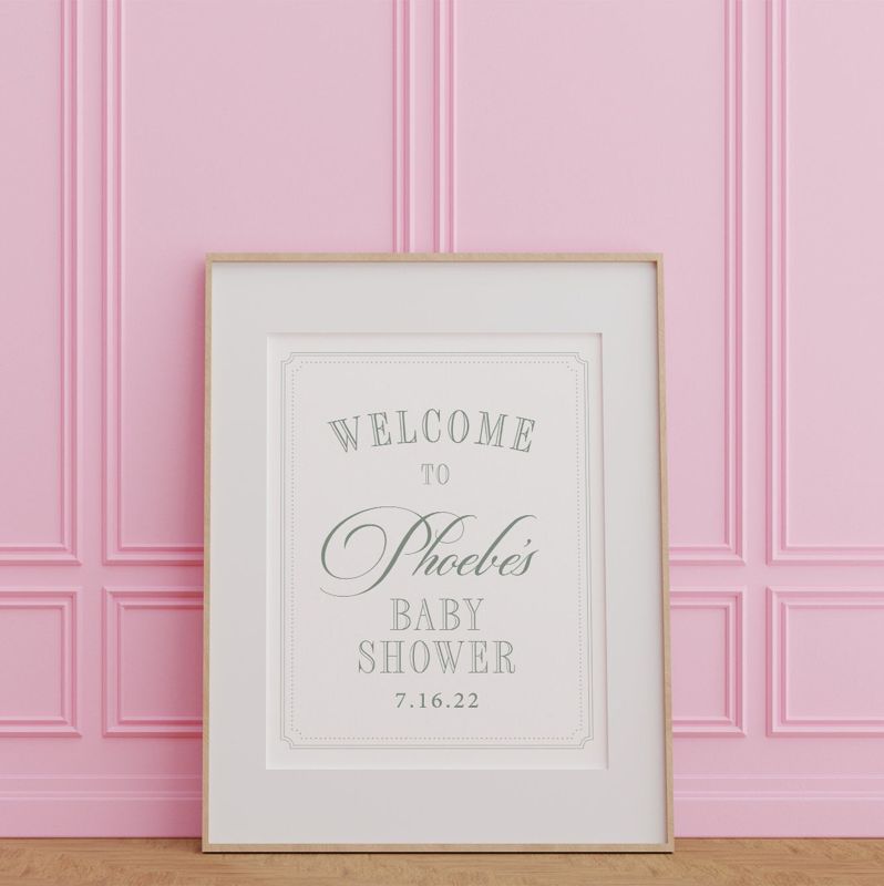 Printed Sage Green Baby Shower Welcome Sign - 18 x 24" welcome poster - sip and see - baby sprinkle (18x24")