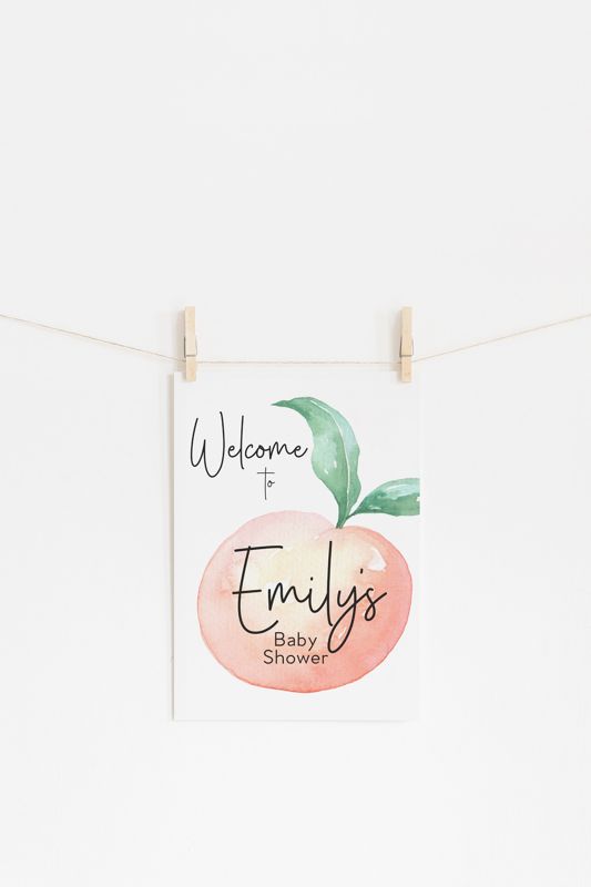 Peach Welcome Sign - Peach Baby Shower Sign - Sweet as a Peach - Baby Shower Signage - Printed 18x24" Sign - Welcome Poster (18x24")