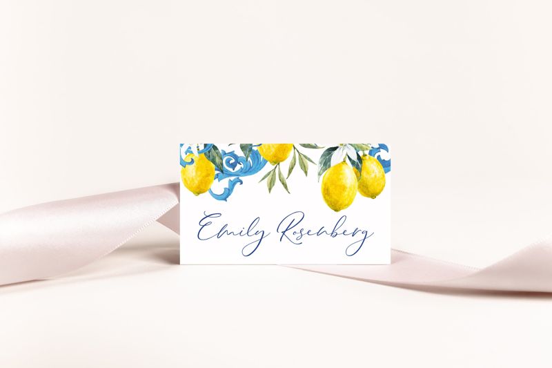 Printed Escort Cards for Lemon Bridal Shower - Italian Lemon Theme Place Cards - Bridesmaids Luncheon - Personalized seatig cards (10 escort cards)