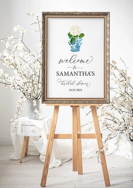 Printed Bridal Shower Welcome Sign with Ginger Jar - 18 x 24" welcome poster - bridal luncheon - bridesmaids brunch - bridal tea (18x24")