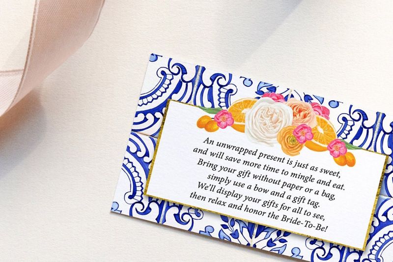 Display Shower Insert Card, Bridal Shower Unwrapped, Don't wrap gift, printed cards (20 printed cards)