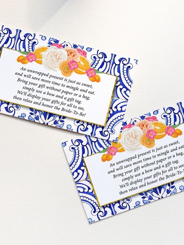 Display Shower Insert Card, Bridal Shower Unwrapped, Don't wrap gift, printed cards (20 printed cards)
