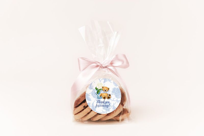 Ginger Jar Teddy Bear Stickers for Favors - Baby Shower Favor - Baby Boy Teddy Bear Baby Sprinkle - Set of 25 printed stickers