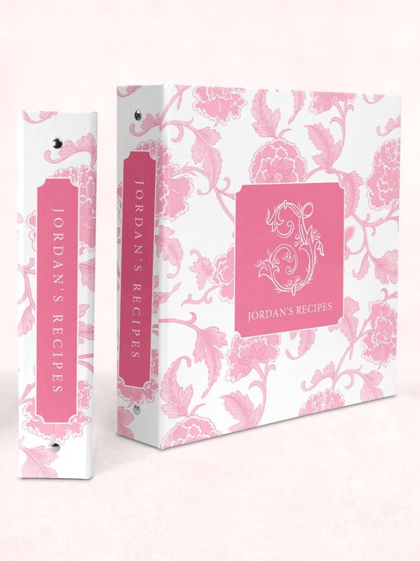 Pink Chinoiserie Recipe Book Binder - Recipes for Bride to Be - Cookbook - Custom 3 Ring Binder - Bridal Shower Gift - Engagement Gift Bride