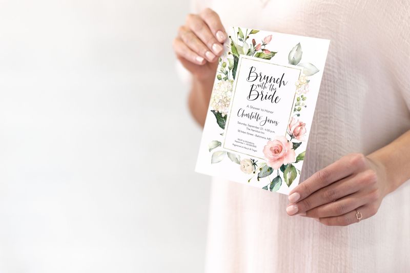 Brunch with the Bride Invitations - Bridesmaids Luncheon Invitation - Lunch with the Bride - Bridal Luncheon Invite - Bridal Brunch Invites (10 printed invitations | Plain White Envelopes)