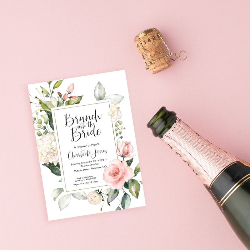 Brunch with the Bride Invitations - Bridesmaids Luncheon Invitation - Lunch with the Bride - Bridal Luncheon Invite - Bridal Brunch Invites (10 printed invitations | Plain White Envelopes)